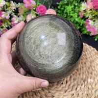 Sphère d'obsidienne magique en or Cristal de guérison naturel Boule d'obsidienne en or pour la décoration