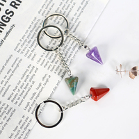 Porte-clés en quartz améthyste, pendule en cristal naturel conique à facettes pour la sorcellerie, idéal pour les débutants, équilibrage des chakras et guérison
