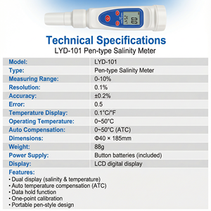 Sonde de <span class=keywords><strong>salinité</strong></span> numérique LCD de type stylo LYD-101 étanche OEM/ODM pour aquarium d'<span class=keywords><strong>eau</strong></span> salée, étang à poissons, <span class=keywords><strong>test</strong></span> de saumure alimentaire 0,2% - Product Image 4