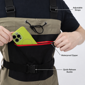 Waders da <span class=keywords><strong>Pesca</strong></span> a Mosca Impermeabili e Traspiranti con Stivali Integrati - Resistenti Waders a Petto Intero - Product Image 4
