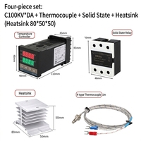 Kit Pengontrol Suhu PID REX-C100 dengan Relay SSR, Termokopel Tipe K, dan Heat Sink - Set Lengkap 4-in-1