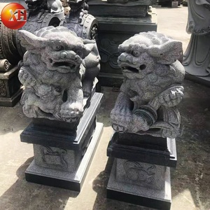 中国の伝統的なスタイルの小さなサイズの天然石彫刻北京ライオン像座り御影石フードッグドア装飾用 - Product Image 5