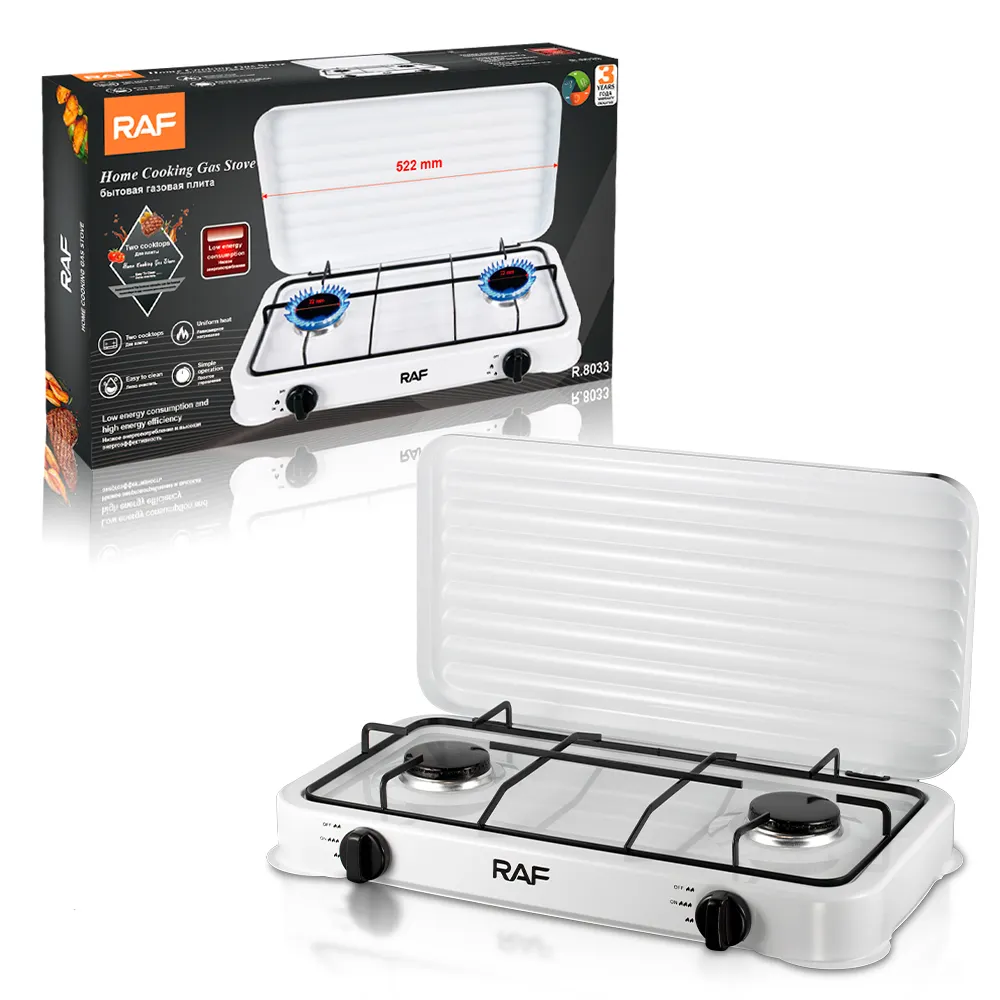 RAF New Gas Stove Gas Cooktop 2 Burners Portable Home Cooking Use Easy to Clean Gas Stove Top