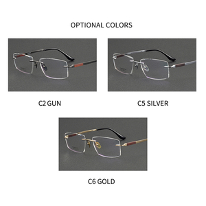 H2378サンダルウッド無縁眼鏡光学フレーム純粋なチタン眼鏡フレーム男性用プレミアムメガネ - Product Image 4