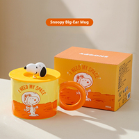 Mug en céramique avec couvercle au design rétro mignon de Snoopy, 360 ml, tasse à café pour couple, bureau, goûter de l'après-midi