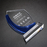 Trophée personnalisé pour cadeau d'affaires, base en verre cristal vierge, impression UV, gravure, lettres polies écologiques