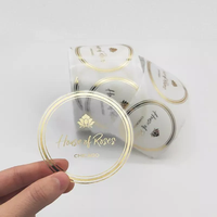 Autocollants de mariage transparents personnalisés en feuille d'or, rouleau d'étiquettes de remerciement transparentes pour les cadeaux de fête et l'emballage de cadeaux