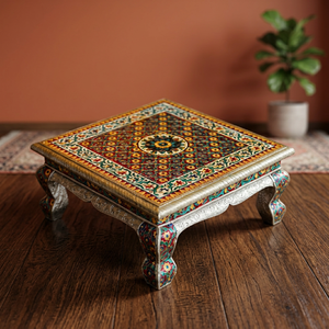 Modern Handmade Velvet Ottoman <b>Stool</b> with Back and Intricate Pattern Design for Home Furniture Decor Wedding Handi Programme - Product Image 4