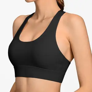 Özel süblimasyon logosu artı boyutu koşu spor sutyen yoga kıyafeti üst spor ucuz boş kadınlar siyah destekleyici spor bras