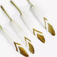Plumes d'oie naturelles douces et pointues, teintes or, de 4 à 6 pouces, pour cosplay, carnaval, bracelet, châle, ailes, masque, mariage, fête, couture