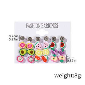 Ensemble de Boucles d'Oreilles en Forme de Fruits Cartoon, Résine Plastique, Bijoux pour Femmes et Enfants, Accessoires de Mode Été 2024 - Product Image 4