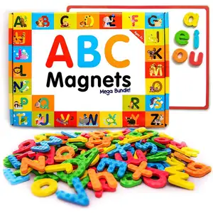 Huruf Magnetik 142 untuk Kulkas, Papan Magnetik Penghapus Kering dengan 40 + Belajar Premium ABC Magnet Set untuk Hadiah Anak-anak