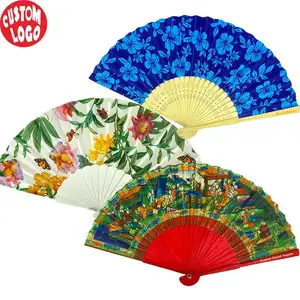 Hot Sale Customized Favors Personalized Wedding Classical Party Hanging Paper Fans Wooden Hand Fan