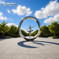 Sculpture de ballerine en acier inoxydable poli miroir, art métallique, statue de danseuse de ballet, statue de repère urbain, fabrication sur mesure