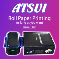 Printer Tato Termal Mini ATSUI Isi Ulang Bersertifikasi CE 80mm Mesin Fotokopi Kertas Transfer Seni Tata Rias Permanen Casing Hitam Cina