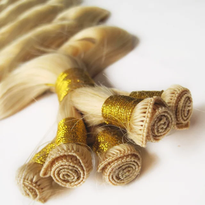 Jasmine Beauty Hand-tied Weft 100% Virgin Cuticle Aligned Human Hair Double Drawn Sew in Bead Weft Human Hair Extensions - Product Image 6