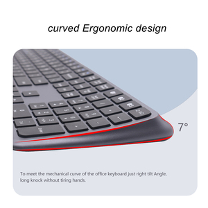 Teclado inalámbrico ergonómico de tamaño completo de modo dual, teclado <span class=keywords><strong>Bluetooth</strong></span> recargable de diseño curvo con teclado numérico para escritorio - Product Image 6