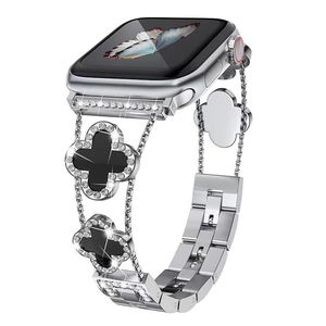 สายนาฬิกา Apple Watch แบบโลหะ ประดับคริสตัลรูปใบโคลเวอร์สี่แฉก ขนาด 22 มม. สำหรับ Apple Smart Watch - Product Image 5