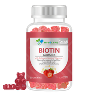 Gummies à la fraise à la biotine, collagène, kératine et vitamine C – Complément alimentaire, 60 unités