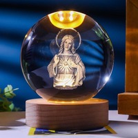 3D Croix Boule De Cristal Figurine Croix De Cristal Jésus Figurine Statue Chrétien Catholique Cadeaux Religieux