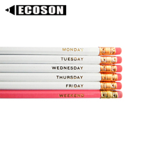 Crayon Hexagonal en bois rose avec Logo personnalisé, feuille d'or, adorable, Romance, pour bébé, unités