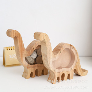Tirelire en bois en forme d'animal, tirelire pour enfants, tirelire créative transparente en forme de dessin animé, boîte de rangement pour pièces de monnaie, faite à la main. - Product Image 4