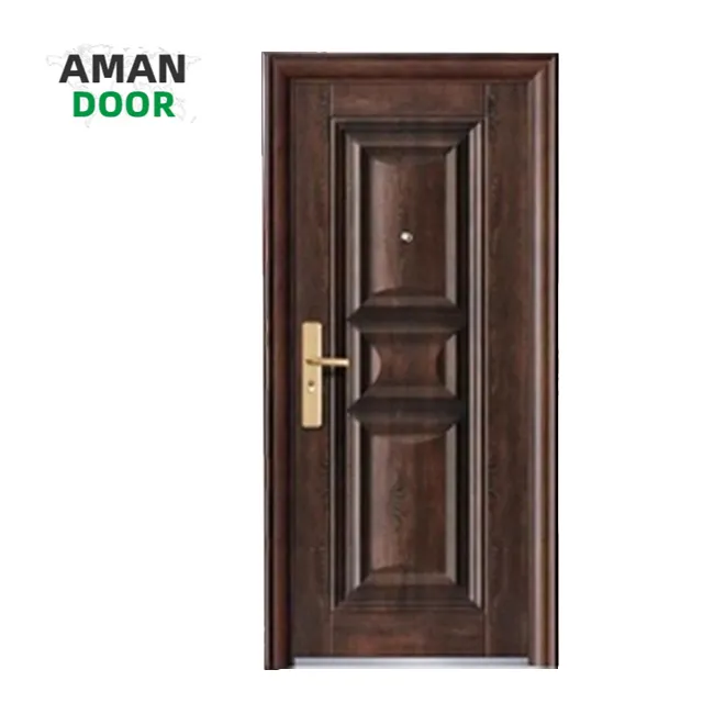 AMAN DOOR Custom Exterior Main Security Door Design Safety Metal Steel Front Entry Door with Window