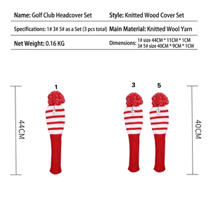 Dericsson Knit Custom Golf Club <b>Head</b> <b>Covers</b> 3 Pcs Set Driver & Fairway HeadCovers Protective Golf Club Accessories - Product Image 4