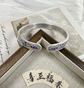 Xinfly Fashion's Beautiful Fine <b>Bracelet</b> Jewelry Pure <b>Silver</b> 99.9 Good Luck Butterfly Enamel <b>Bangle</b> - Product Image 4