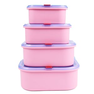 Food Storage Containers Rectangle Clip-on Lid Microwave Safe For Refrigerator Fruit Office Lunch <b>Box</b> Set - Product Image 2