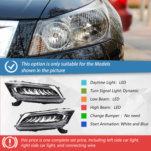 ชุดไฟหน้าอัพเกรดสำหรับ Honda <span class=keywords><strong>Accord</strong></span> รุ่นที่ 8 <span class=keywords><strong>G8</strong></span> ปี 2008-2012 แบบอัตโนมัติ พร้อมไฟ LED รุ่น Advanced Wings 100W 6000K ไฟเดย์ไลท์แบบ Streamer และไฟเลี้ยว - Product Image 4