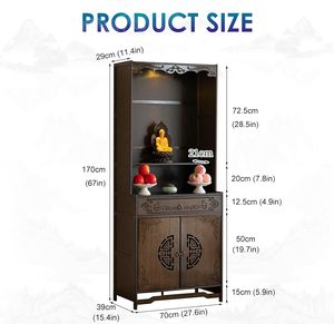 Mesa de <span class=keywords><strong>Altar</strong></span> para Meditación con Luz LED, Gabinete de Almacenamiento Multifuncional y Cajón, <span class=keywords><strong>Altar</strong></span> para el Hogar para Oración y Pooja Mandir - Product Image 6