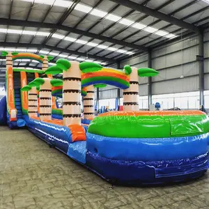 Backyard Commercial Kids Bouncy Castle Tropical Combo Casa De Eventos Wet Inflatable Jumper Water Slide