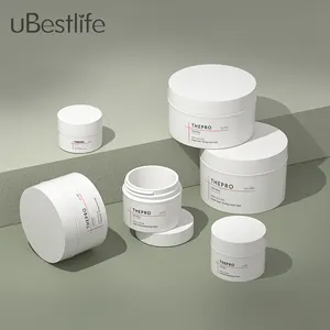 UJ Luxury Cosmetic Plastic Empty 15/30/50/100/150/200g PP Face Cream Jar Cream Container With Black Screw Cap Bottle Packaging