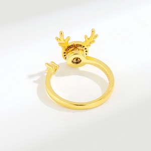 Anillo de Cobre Bañado en Oro con Diseño de Ciervo y Zirconia Pavé, Ajustable y Giratorio, para Alivio de la Ansiedad y la Impaciencia, Tendencia 2026, Joyería para Mujer - Product Image 4