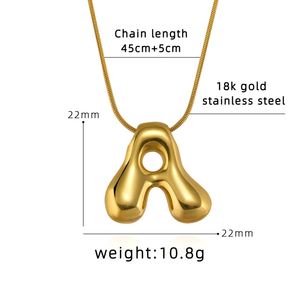 Collar <span class=keywords><strong>de</strong></span> Cadena <span class=keywords><strong>de</strong></span> Serpiente con Letras del Alfabeto Inglés <span class=keywords><strong>de</strong></span> la A a la Z, Chapado en Oro <span class=keywords><strong>de</strong></span> 18K, <span class=keywords><strong>de</strong></span> Acero Inoxidable, con Diseño <span class=keywords><strong>de</strong></span> Globo Burbuja, Joyería <span class=keywords><strong>de</strong></span> Temperamento - Product Image 3