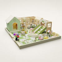 Structure de jeu en bois pour centre de jeux, maisons de jeu Montessori, piscine à balles Woodland, doubles toboggans pour locaux commerciaux