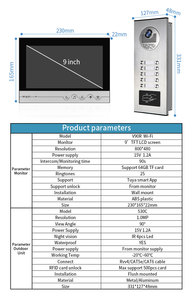 10 nút cho đa căn hộ 9 inch màn hình tuya wifi thông minh <span class=keywords><strong>video</strong></span> cửa điện thoại với IP 65 máy ảnh không thấm nước Interphone - Product Image 2