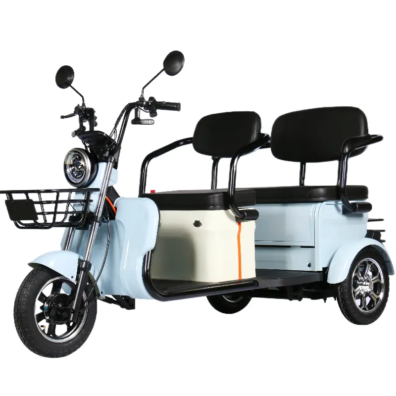 دراجة بخارية كهربائية بثلاث عجلات للركاب والبضائع بصف ثنائي 48 فولت و60 فولت و72 فولت دراجة بخارية كهربائية منزلية بثلاث عجلات