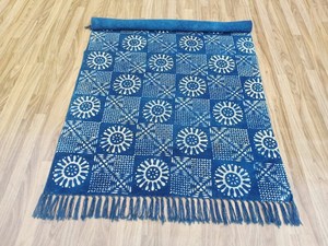 Handmade Indigo Cotton Dhurrie Rug <b>Block</b> Print Area Carpet Bohemian Style Floor Rug Home Decor - Product Image 4