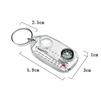 Mini thermomètre, boussole, multi-outils, porte-clés, boussole de survie de poche avec anneau porte-clés pour la randonnée, la navigation en plein air, le camping