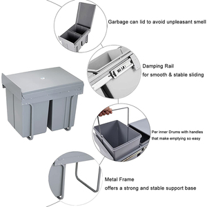 <span class=keywords><strong>Tiroir</strong></span> de recyclage <span class=keywords><strong>coulissant</strong></span> de tri 40 litres <span class=keywords><strong>armoire</strong></span> ménage caché <span class=keywords><strong>cuisine</strong></span> poubelle déchets <span class=keywords><strong>avec</strong></span> couvercle poubelle retirer grand - Product Image 2