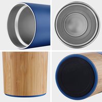 Gobelet isotherme en bambou 20 oz avec logo personnalisé, en acier inoxydable à double paroi, avec couvercle transparent