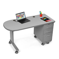 Escritorio de Oficina para Profesor con Diseño Simple y Móvil, con Cajón con Cerradura y Juego de Silla Móvil