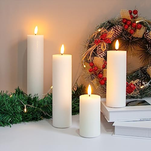 Handmade Flameless Paraffin LED Pillar <b>Candles</b> for Weddings Holidays & Home Decor - Product Image 4