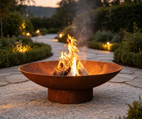 Fontaine d'eau et foyer extérieur moderne de 200 cm (78,74 po) à double fonction - Brasero rond extérieur avec effet de bol d'eau