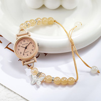 Montre à quartz délicate et élégante pour femmes, bracelet rétractable en perles de papillon Laipute, montre-bracelet pour filles, à porter au quotidien, cadeau