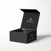 Emballage de boîte cadeau personnalisé de luxe avec insert en satin noir magnétique doublé de satin à l'intérieur pour cadeau chrétien