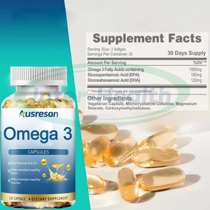 Ausreson OEM <span class=keywords><strong>Vegan</strong></span> <span class=keywords><strong>Omega</strong></span>-<span class=keywords><strong>3</strong></span> <span class=keywords><strong>6</strong></span> <span class=keywords><strong>9</strong></span> EPA DHA Softgel lal takviyeleri 500mg 1000mg limon aromalı balık yağı <span class=keywords><strong>omega</strong></span> <span class=keywords><strong>3</strong></span> Softgels kapsül - Product Image 5