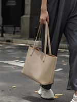 Bolso Tote de Cuero Genuino 2026, Gran Capacidad, para Llevar Bajo el Brazo, Minimalista, Lujoso y Versátil, para Mujer